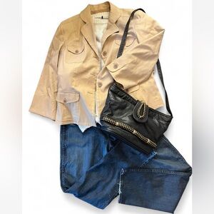 Tan and cream blazer with a boho vibe #retro COVINGTON 18